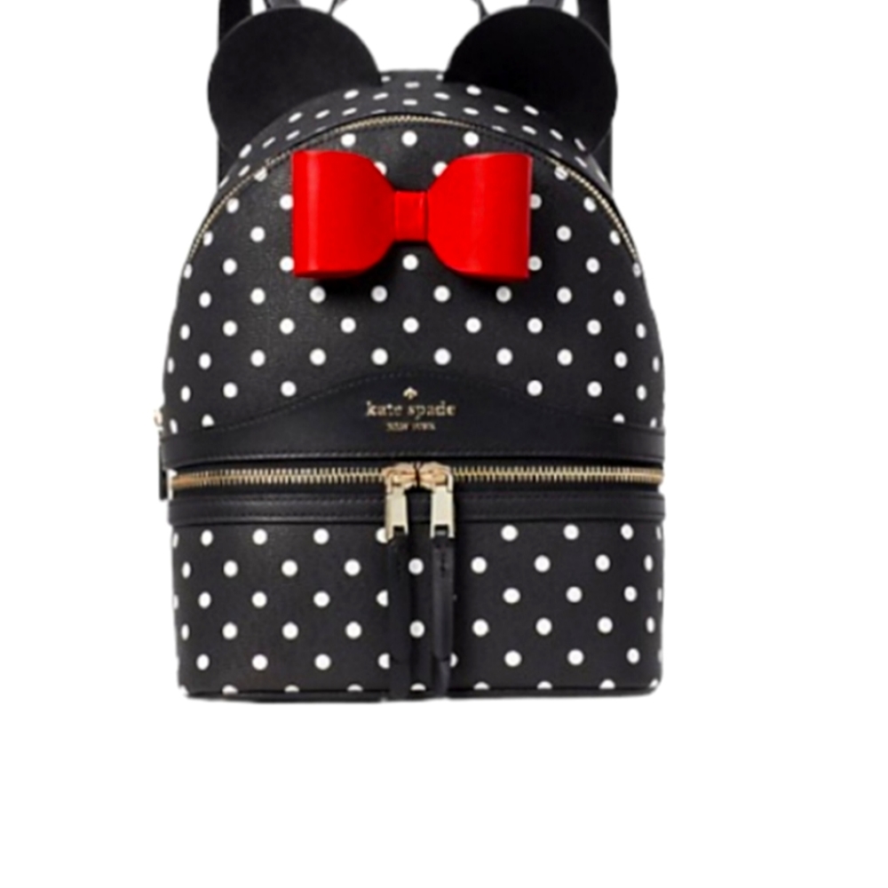 ♠️Kate Spade X Disney Minnie Mouse Polka Dots Dot Dome Backpack Black NWT